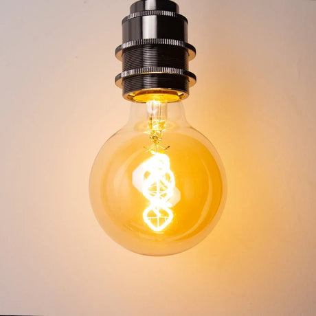 G80 Spiral Filament Edison LED Globe Bulb E27 4W 2700K, Amber or Clear Glass, 2 or 6 Pack - Hans Lumiere