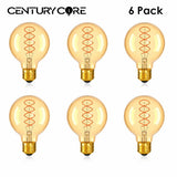 G80 Spiral Filament Edison LED Globe Bulb E27 4W 2700K, Amber or Clear Glass, 2 or 6 Pack - Hans Lumiere