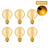 G80 Spiral Filament Edison LED Globe Bulb E27 4W 2700K, Amber or Clear Glass, 2 or 6 Pack - Hans Lumiere