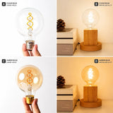 G80 Spiral Filament Edison LED Globe Bulb E27 4W 2700K, Amber or Clear Glass, 2 or 6 Pack - Hans Lumiere