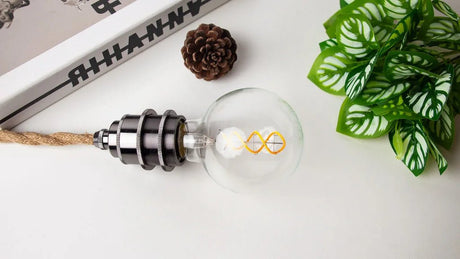 G80 Spiral Filament Edison LED Globe Bulb E27 4W 2700K, Amber or Clear Glass, 2 or 6 Pack - Hans Lumiere