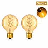 G80 Spiral Filament Edison LED Globe Bulb E27 4W 2700K, Amber or Clear Glass, 2 or 6 Pack - Hans Lumiere