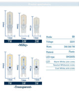 G9 LED Bulbs 3W 5W 7W 220V, Halogen Replacement for Crystal Chandeliers, 10 Pack - Hans Lumiere