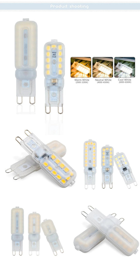G9 LED Bulbs 3W 5W 7W 220V, Halogen Replacement for Crystal Chandeliers, 10 Pack - Hans Lumiere