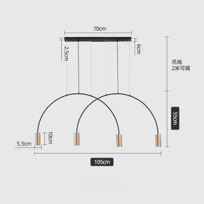 Geometric Lines Arched Shape LED Hanging Lamp - Hans Lumiere