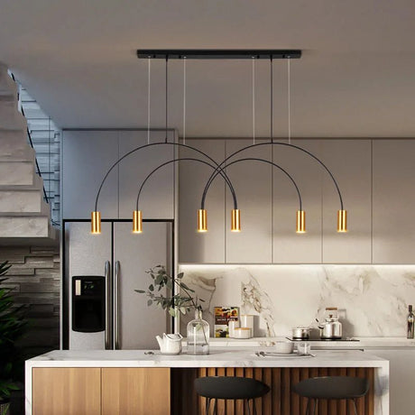 Geometric Lines Arched Shape LED Hanging Lamp - Hans Lumiere