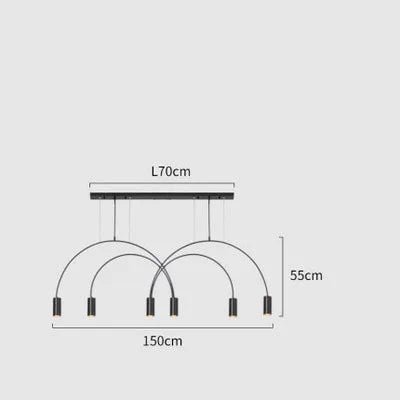 Geometric Lines Arched Shape LED Hanging Lamp - Hans Lumiere