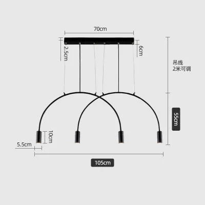 Geometric Lines Arched Shape LED Hanging Lamp - Hans Lumiere