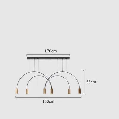 Geometric Lines Arched Shape LED Hanging Lamp - Hans Lumiere