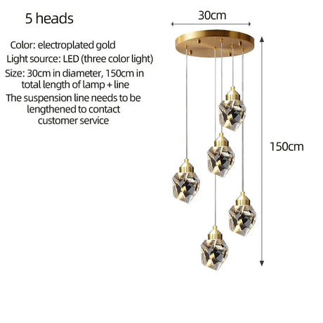 Gold Crystal Staircase Chandelier for Living Room and Foyer - Hans Lumiere