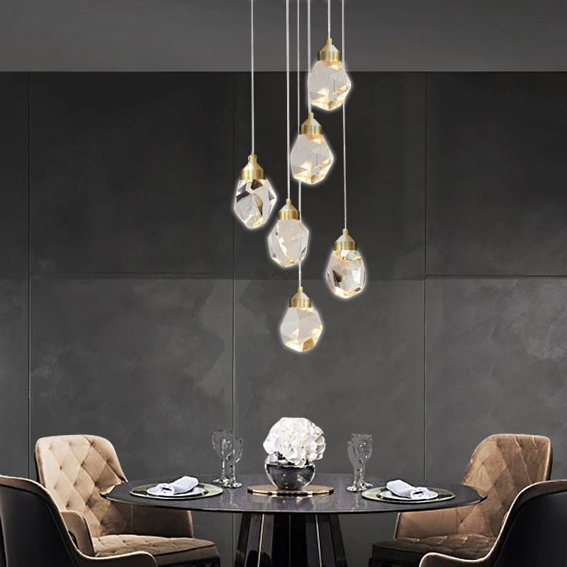 Gold Crystal Staircase Chandelier for Living Room and Foyer - Hans Lumiere