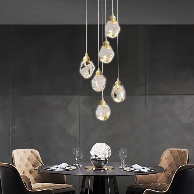 Gold Crystal Staircase Chandelier for Living Room and Foyer - Hans Lumiere