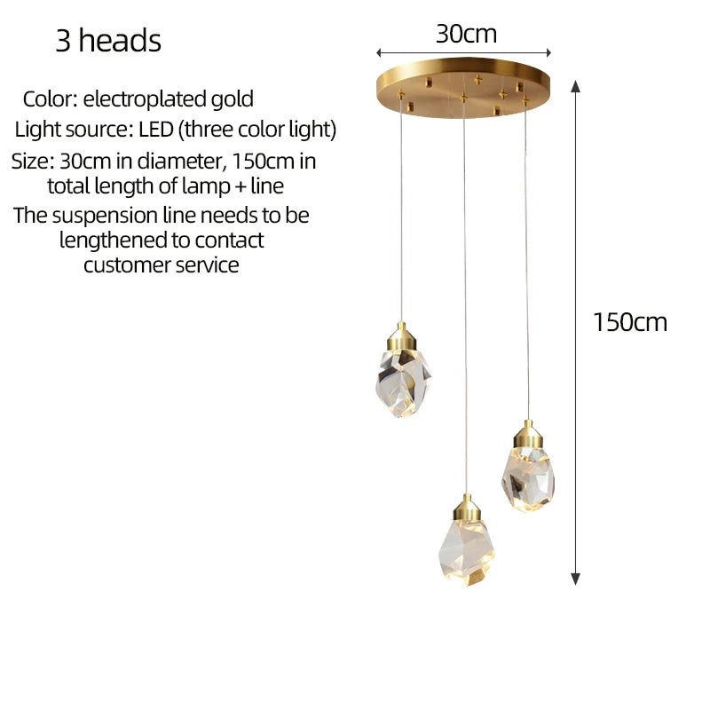 Gold Crystal Staircase Chandelier for Living Room and Foyer - Hans Lumiere