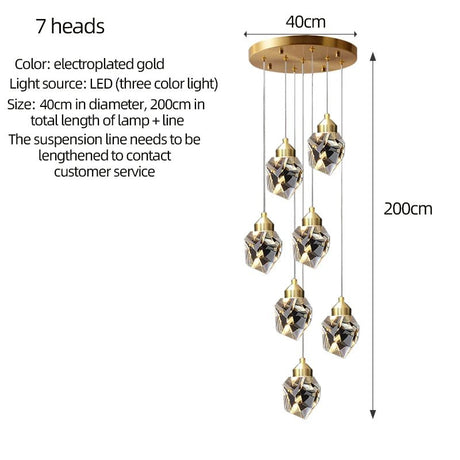 Gold Crystal Staircase Chandelier for Living Room and Foyer - Hans Lumiere