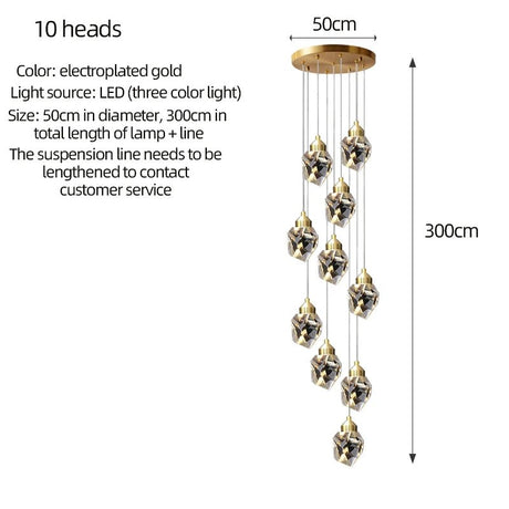 Gold Crystal Staircase Chandelier for Living Room and Foyer - Hans Lumiere