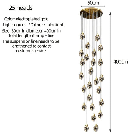 Gold Crystal Staircase Chandelier for Living Room and Foyer - Hans Lumiere