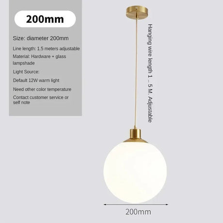 Gold Milk White Round Ball Pendant Light - Hans Lumiere