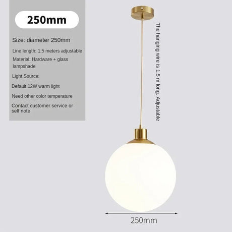 Gold Milk White Round Ball Pendant Light - Hans Lumiere