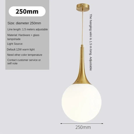 Gold Milk White Round Ball Pendant Light - Hans Lumiere