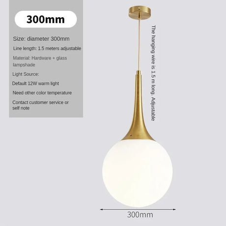 Gold Milk White Round Ball Pendant Light - Hans Lumiere