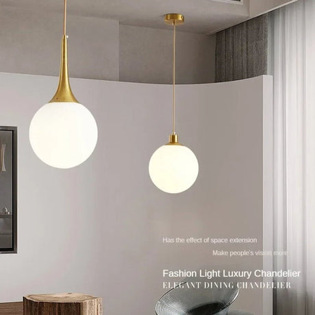 Gold Milk White Round Ball Pendant Light - Hans Lumiere