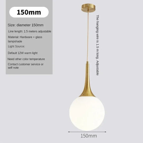 Gold Milk White Round Ball Pendant Light - Hans Lumiere