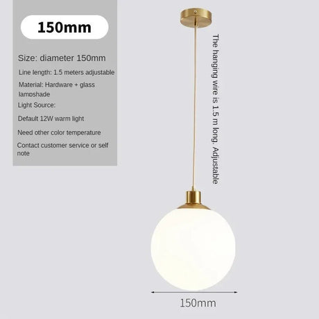 Gold Milk White Round Ball Pendant Light - Hans Lumiere