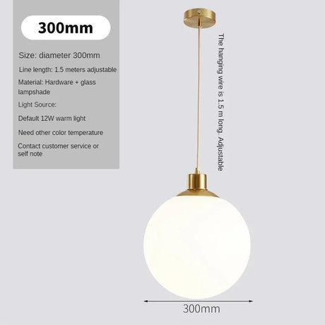 Gold Milk White Round Ball Pendant Light - Hans Lumiere