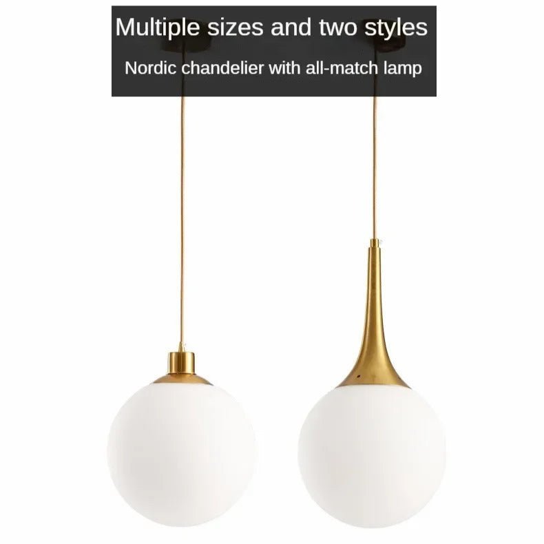 Gold Milk White Round Ball Pendant Light - Hans Lumiere