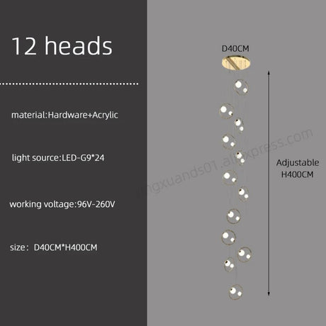 Hall Chandelier Staircase Modern Suspension Luster - Hans Lumiere