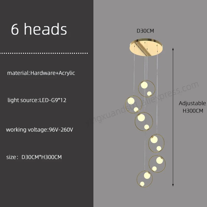 Hall Chandelier Staircase Modern Suspension Luster - Hans Lumiere