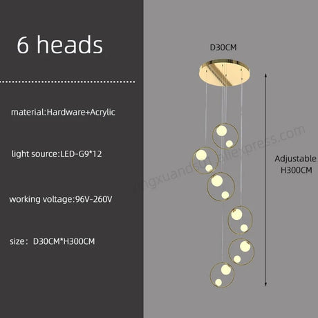 Hall Chandelier Staircase Modern Suspension Luster - Hans Lumiere