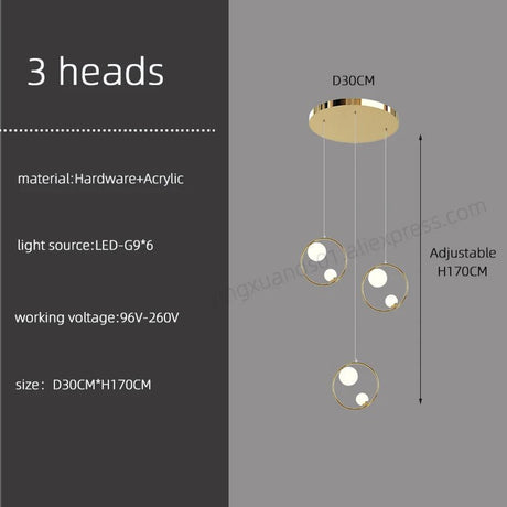 Hall Chandelier Staircase Modern Suspension Luster - Hans Lumiere