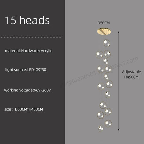 Hall Chandelier Staircase Modern Suspension Luster - Hans Lumiere