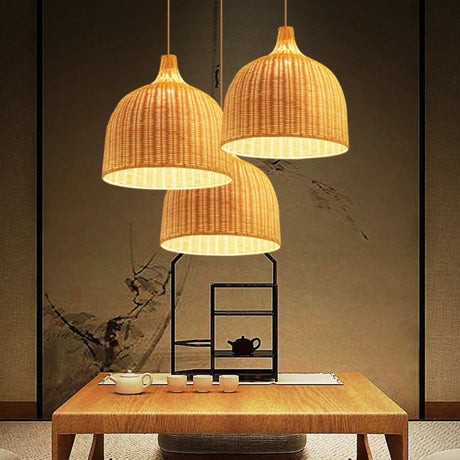 Hand Knitted Bamboo Pendant Lamp - Hans Lumiere