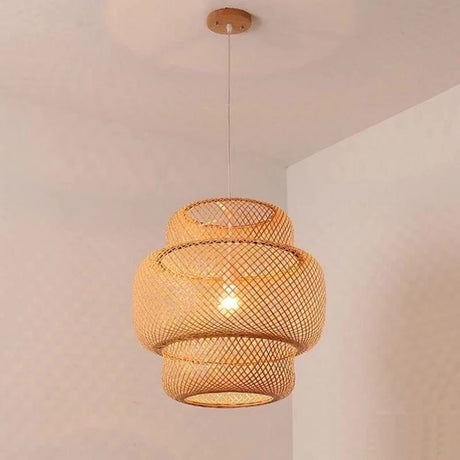Hand Knitted Bamboo Pendant Lamp - Hans Lumiere