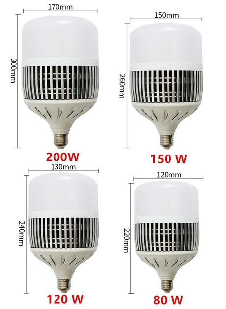 High Power LED Globe Bulb 80W to 300W, E26 E27 E39 E40 B22, for Warehouses & Workshops - Hans Lumiere