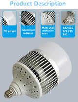 High Power LED Globe Bulb 80W to 300W, E26 E27 E39 E40 B22, for Warehouses & Workshops - Hans Lumiere