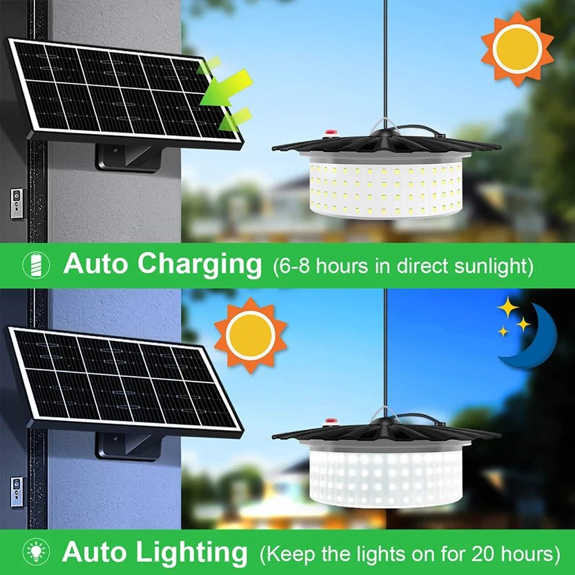 Indoor Outdoor 244 LED Solar Pendant Light With Motion Sensor - Hans Lumiere