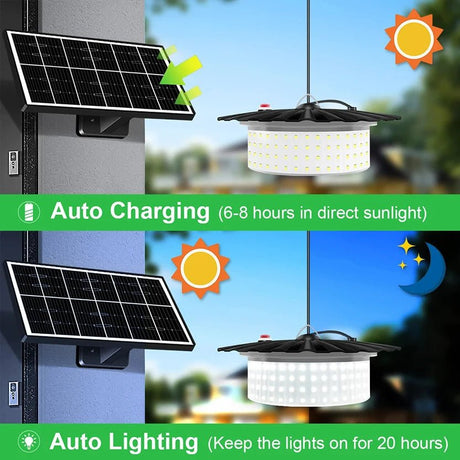 Indoor Outdoor 244 LED Solar Pendant Light With Motion Sensor - Hans Lumiere