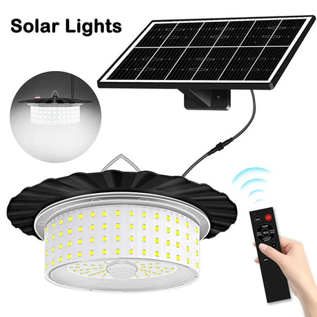 Indoor Outdoor 244 LED Solar Pendant Light With Motion Sensor - Hans Lumiere