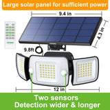 Intelamp Solar Security Flood Light – 3-Head Dual Motion Sensor, 270° - Hans Lumiere