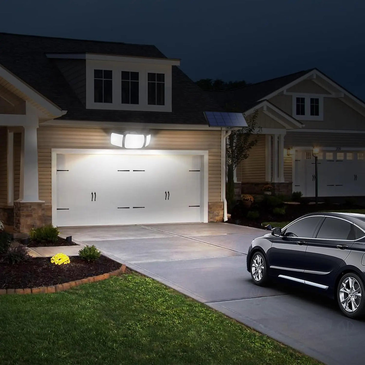 Intelamp Solar Security Flood Light – 3-Head Dual Motion Sensor, 270° - Hans Lumiere