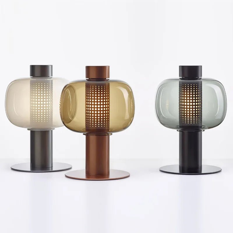 Italian Art Deco Glass Table Lamp – Designer LED Desk Light for Bedroom & Living Room - Hans Lumiere