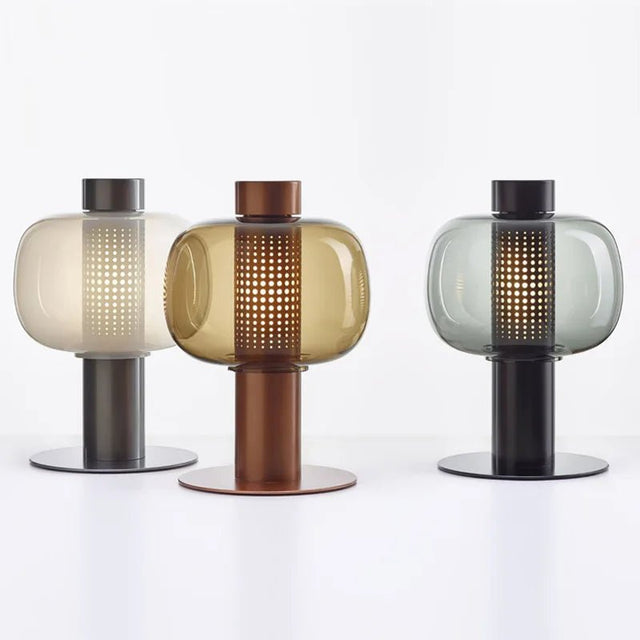 Italian Art Deco Glass Table Lamp – Designer LED Desk Light for Bedroom & Living Room - Hans Lumiere