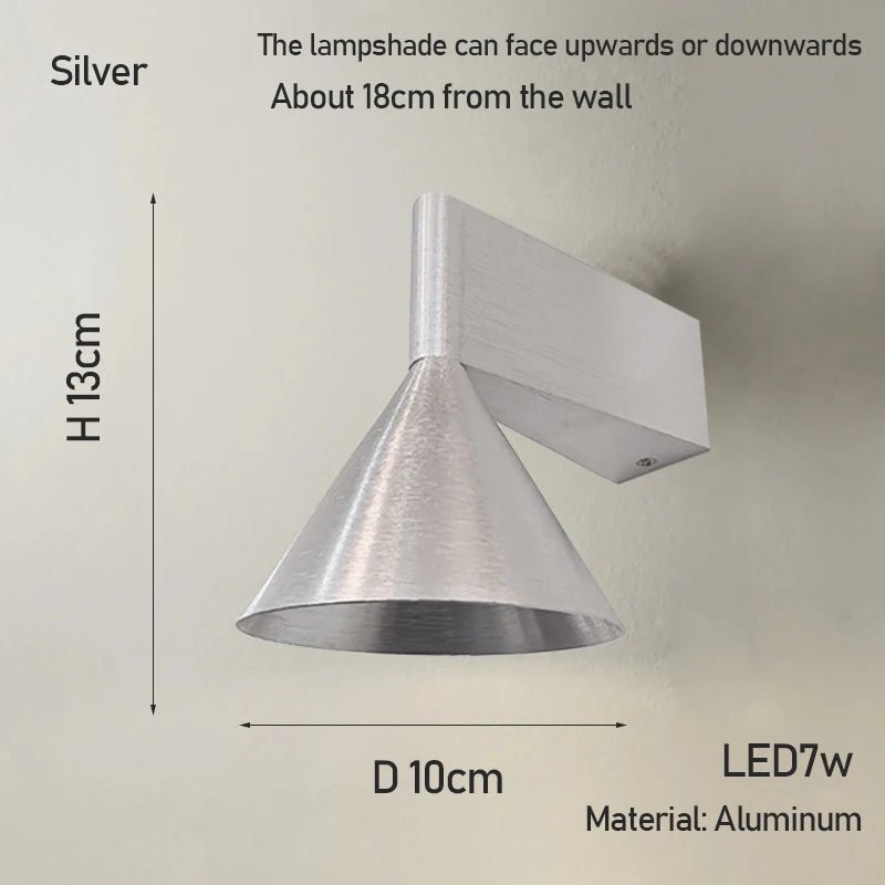 Italian Conical Aluminum Wall Sconce – Modern Bedside & Corridor Light - Hans Lumiere