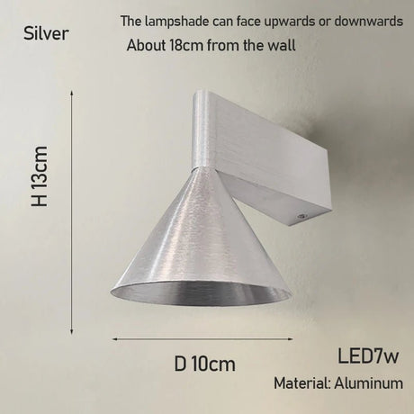 Italian Conical Aluminum Wall Sconce – Modern Bedside & Corridor Light - Hans Lumiere