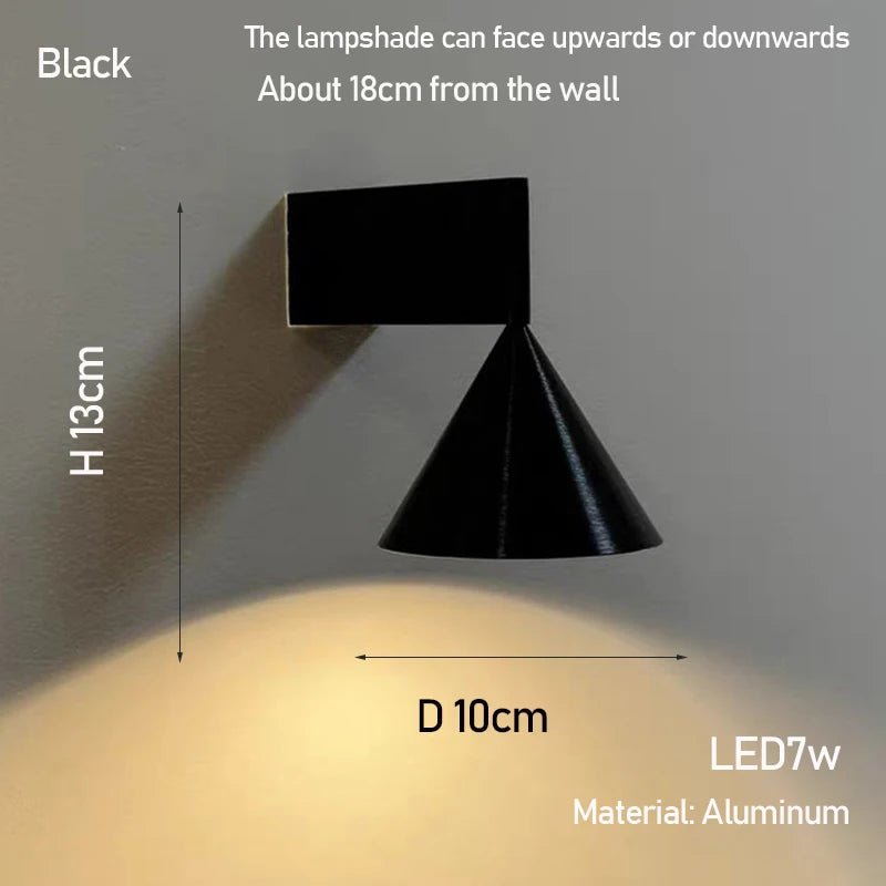 Italian Conical Aluminum Wall Sconce – Modern Bedside & Corridor Light - Hans Lumiere