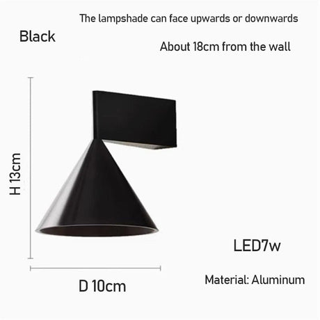 Italian Conical Aluminum Wall Sconce – Modern Bedside & Corridor Light - Hans Lumiere