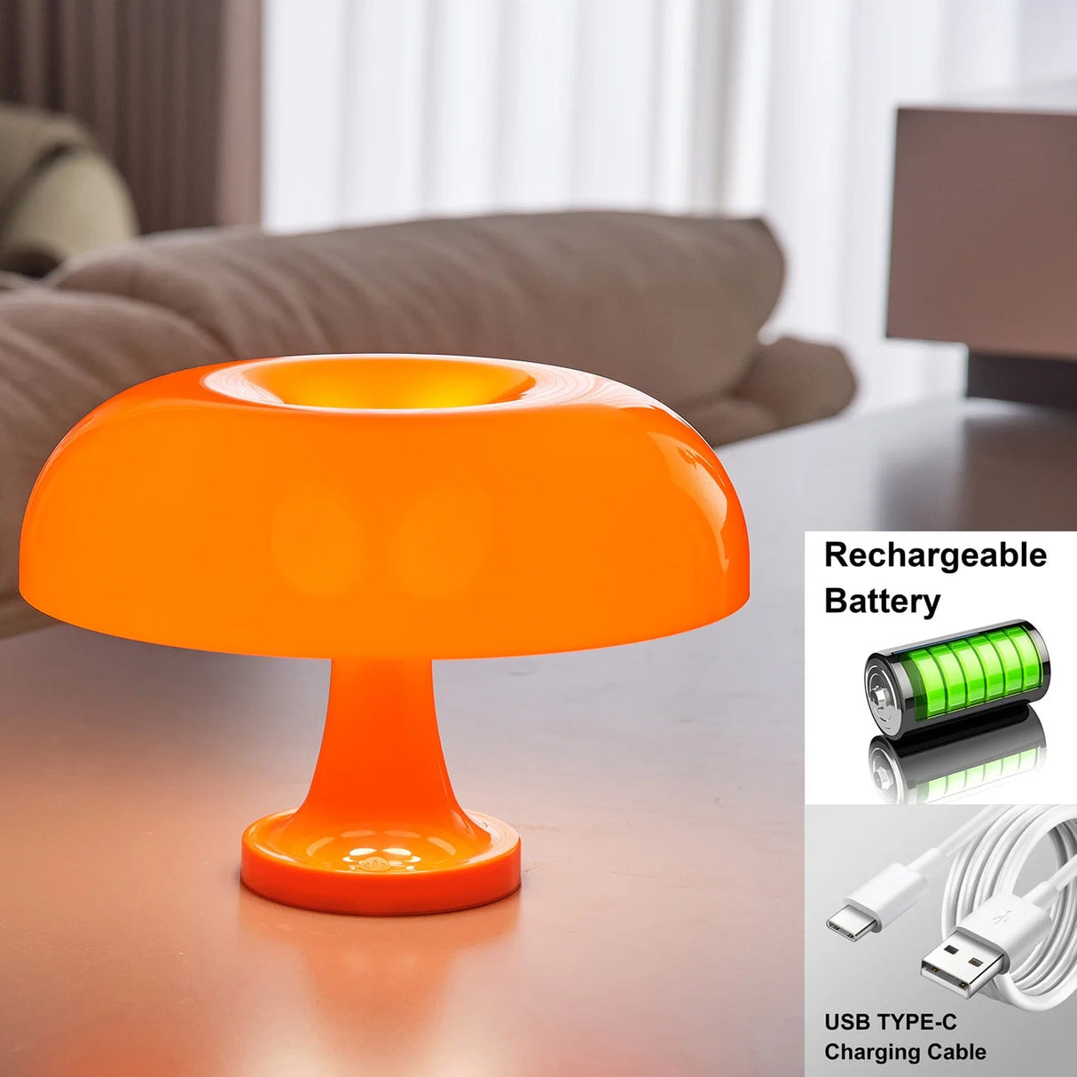 Italian Designer Led Mushroom Table Lamp - Hans Lumiere